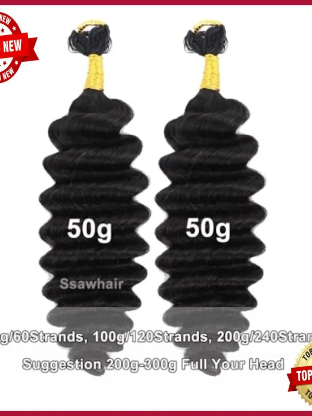 Deep Wave Crochet Human Hair Extensions 14 Inch Pre-Separated Reusable